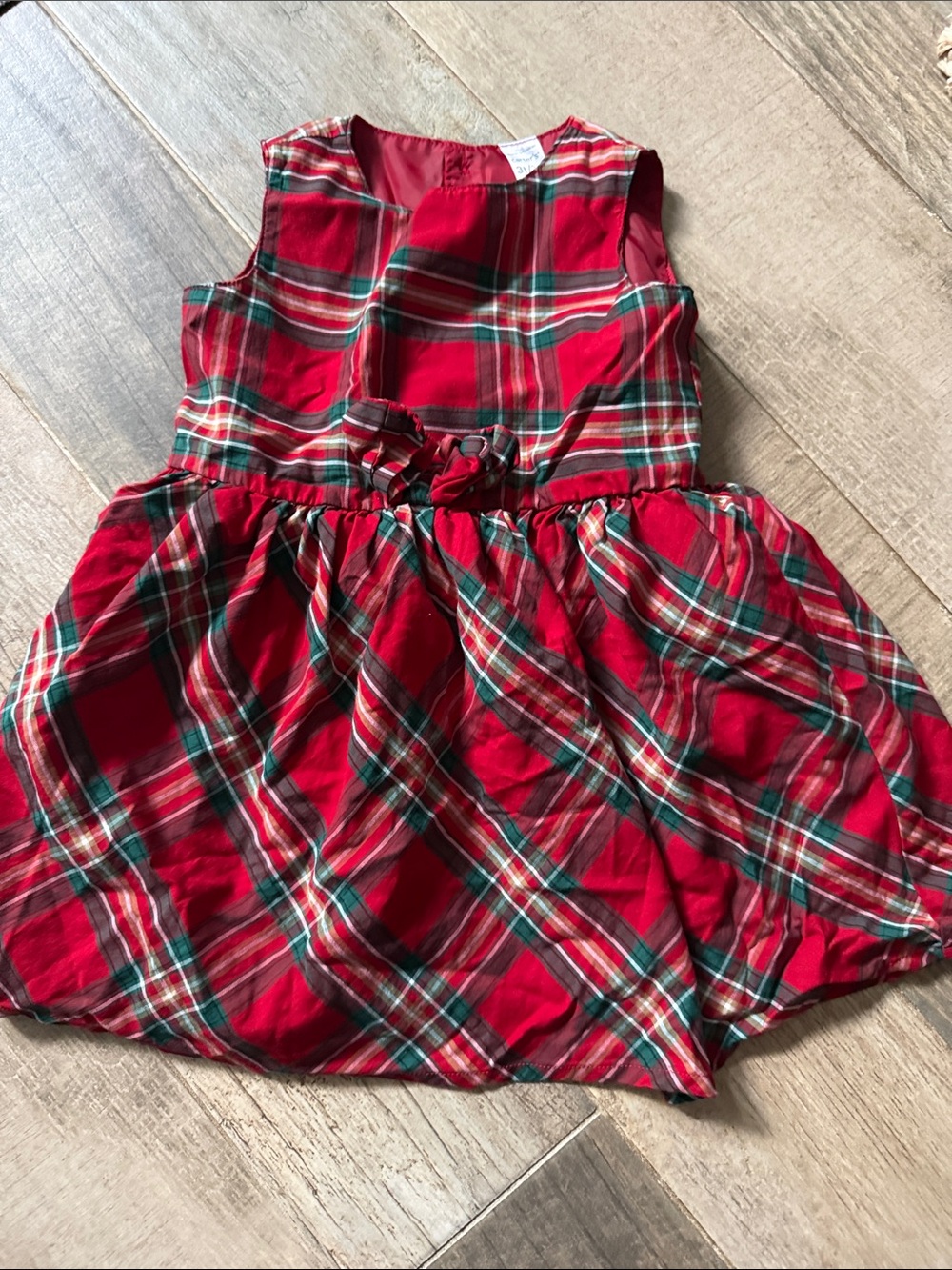 Carter's Red Green Plaid Holiday Dress with Bow